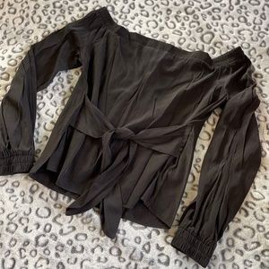 Express Black off shoulder top with mid tie
